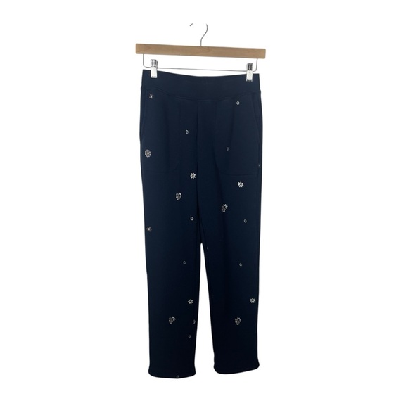 NWOT Madewell MWL Airyterry Floral Embroidered Tapered Sweatpants Navy Size XXS - Picture 9 of 16